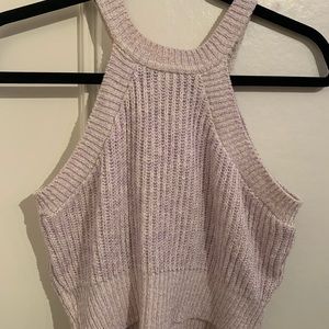 Cropped Lilac Sleeveless Knit Shirt